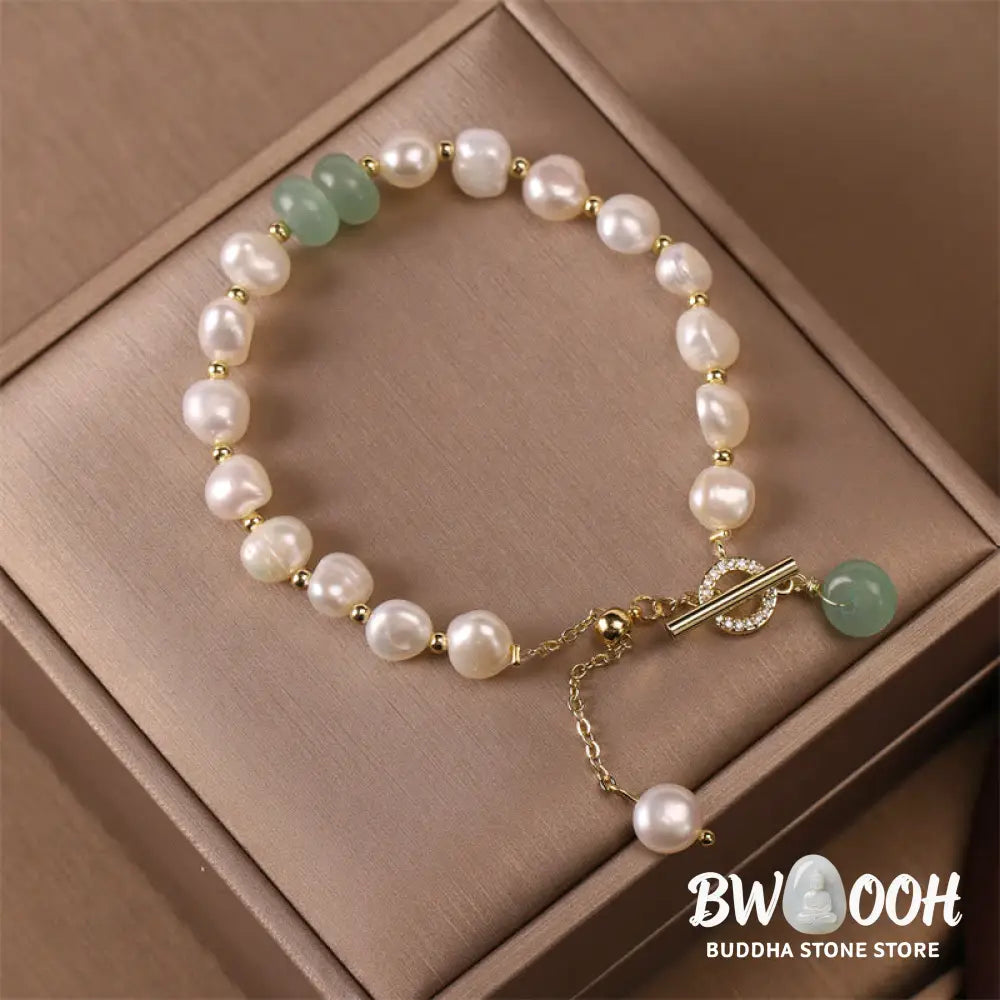 Buddha Stones Pearl Green Strawberry Quartz Bead Healing Chain Bracelet - BWOOOH - Bracelet
