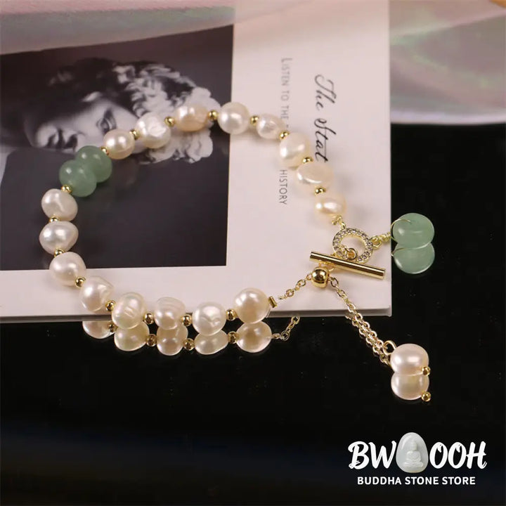Buddha Stones Pearl Green Strawberry Quartz Bead Healing Chain Bracelet - BWOOOH - Bracelet