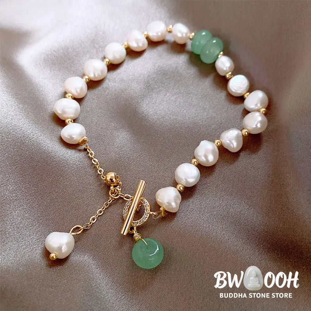 Buddha Stones Pearl Green Strawberry Quartz Bead Healing Chain Bracelet - BWOOOH - Bracelet