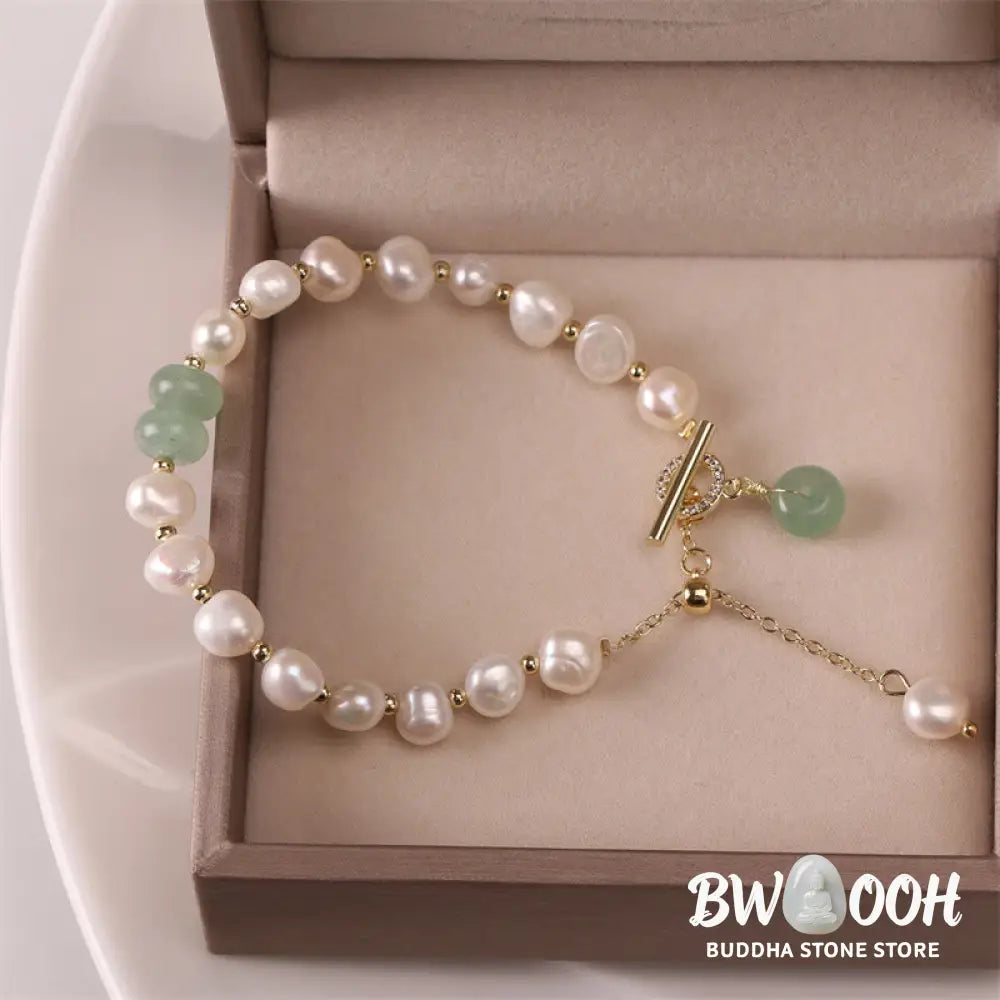Buddha Stones Pearl Green Strawberry Quartz Bead Healing Chain Bracelet - BWOOOH - Bracelet