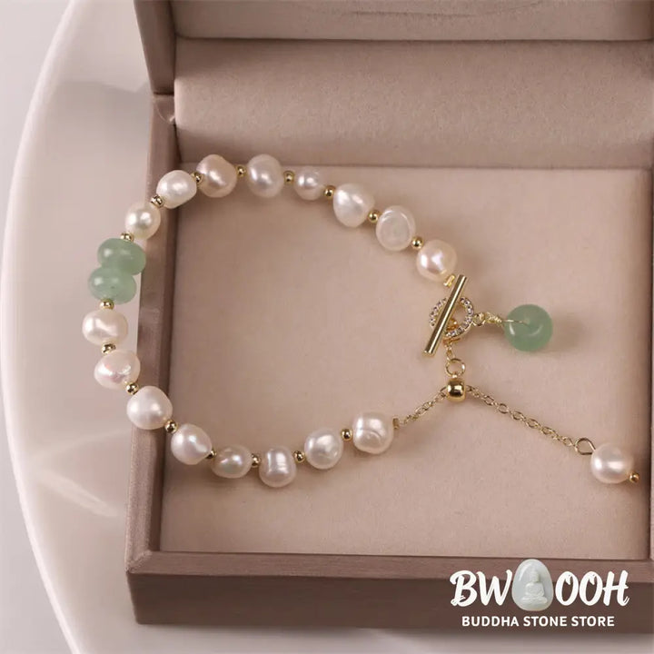 Buddha Stones Pearl Green Strawberry Quartz Bead Healing Chain Bracelet - BWOOOH - Bracelet