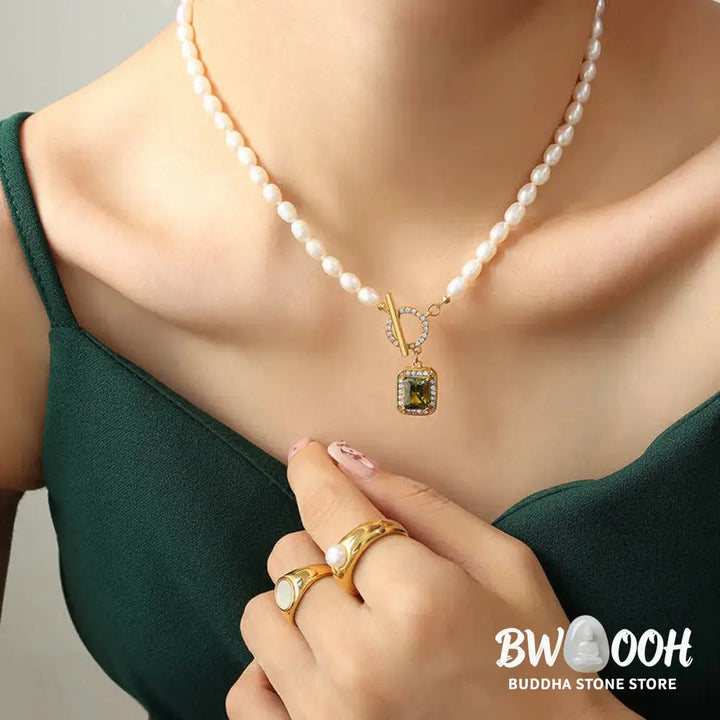 Buddha Stones Pearl Zircon Wealth Charm Necklace Pendant - BWOOOH - Necklaces &amp; Pendants