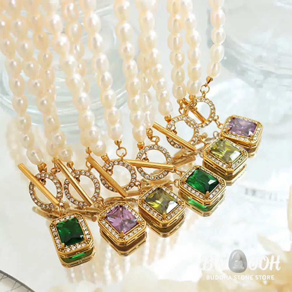 Buddha Stones Pearl Zircon Wealth Charm Necklace Pendant - BWOOOH - Necklaces &amp; Pendants
