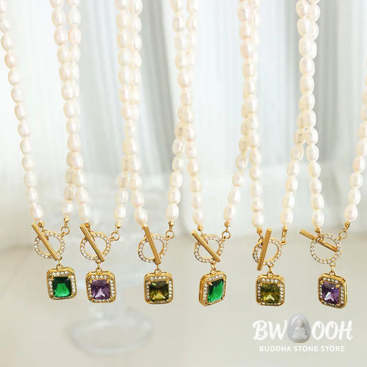 Buddha Stones Pearl Zircon Wealth Charm Necklace Pendant - BWOOOH - Necklaces &amp; Pendants