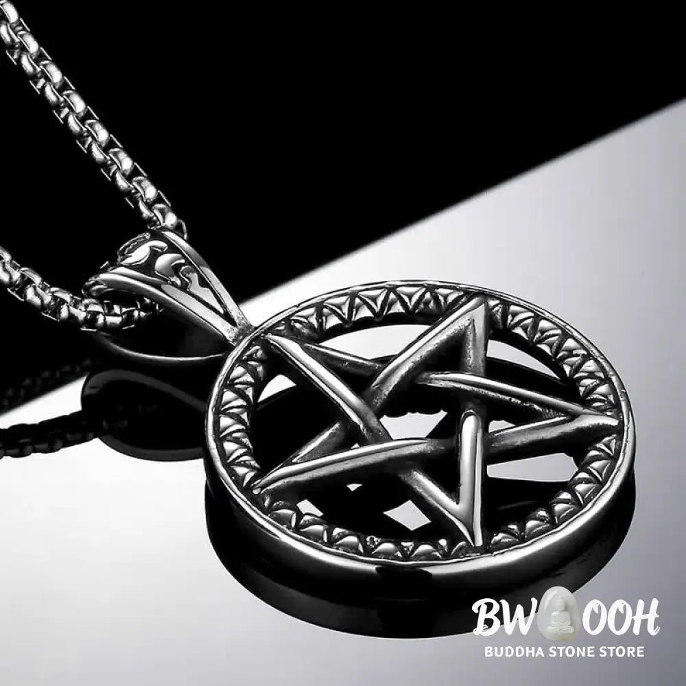 Buddha Stones Pentagram Titanium Steel Balance Necklace Pendant - BWOOOH - Necklaces &amp; Pendants