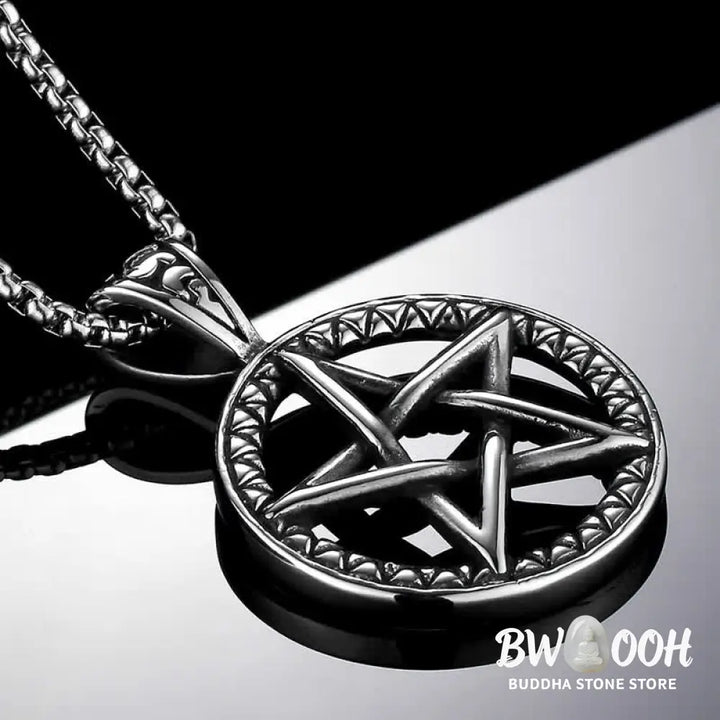 Buddha Stones Pentagram Titanium Steel Balance Necklace Pendant - BWOOOH - Necklaces &amp; Pendants