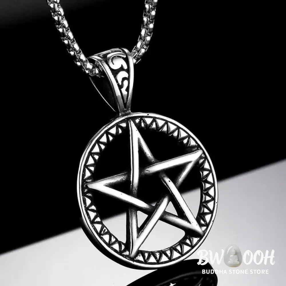 Buddha Stones Pentagram Titanium Steel Balance Necklace Pendant - BWOOOH - Necklaces &amp; Pendants
