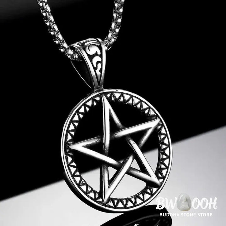 Buddha Stones Pentagram Titanium Steel Balance Necklace Pendant - BWOOOH - Necklaces &amp; Pendants