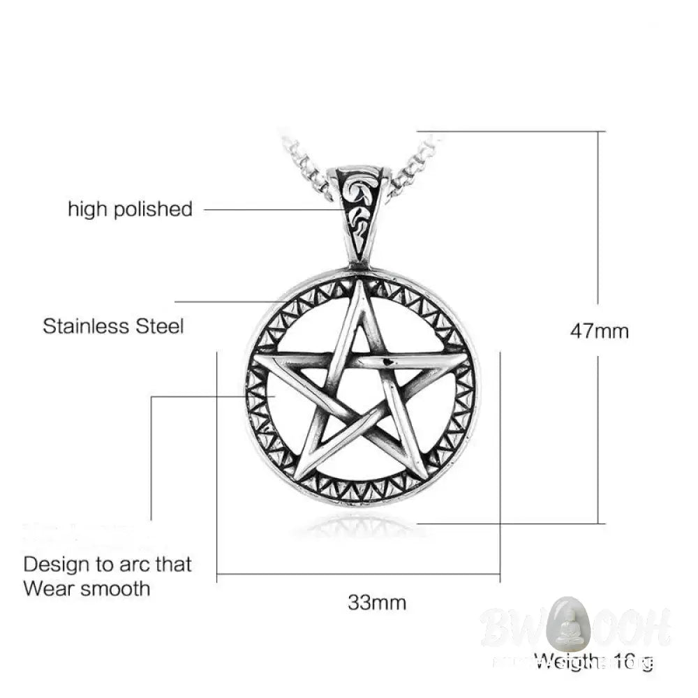Buddha Stones Pentagram Titanium Steel Balance Necklace Pendant - BWOOOH - Necklaces &amp; Pendants