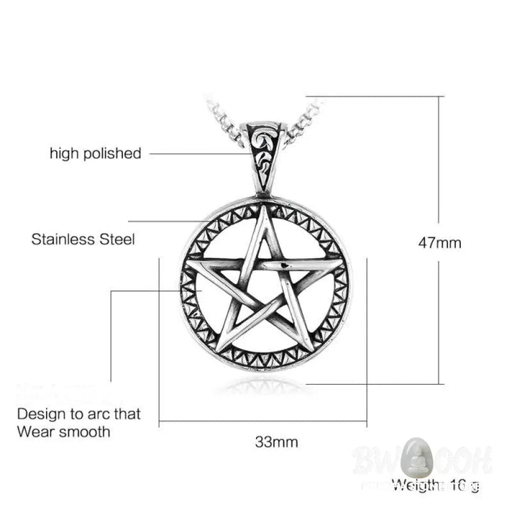 Buddha Stones Pentagram Titanium Steel Balance Necklace Pendant - BWOOOH - Necklaces &amp; Pendants