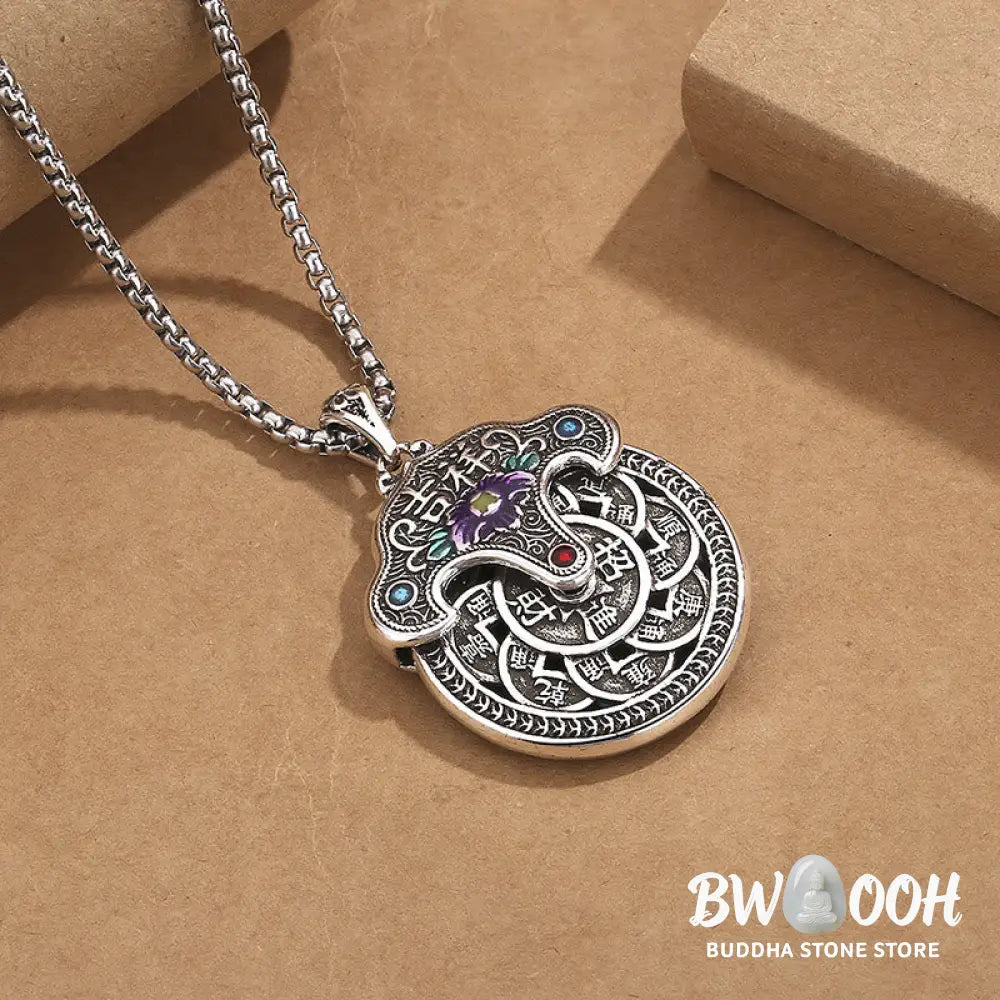 Buddha Stones Peony Flower Copper Coins Wealth Necklace Pendant - BWOOOH - Peony Flower Copper Coin Necklace