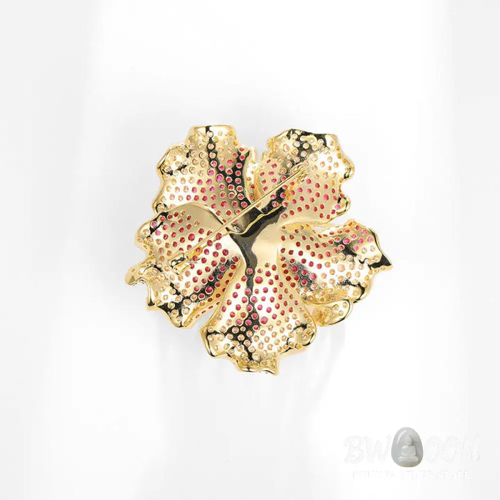 Buddha Stones Peony Flower Prosperity Copper Brooch - Brooch