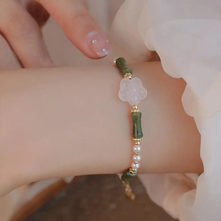 BWOOOH Peridot Bamboo Flower Agate Pearl Peace Bracelet - BWOOOH - Peridot(Love♥Loyalty)(Wrist Circumference