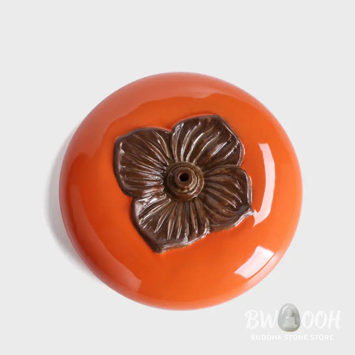 BWOOOH Persimmon Ceramic Meditation Healing Incense Burner Incense Holders - Ceramic Persimmon Incense Holder