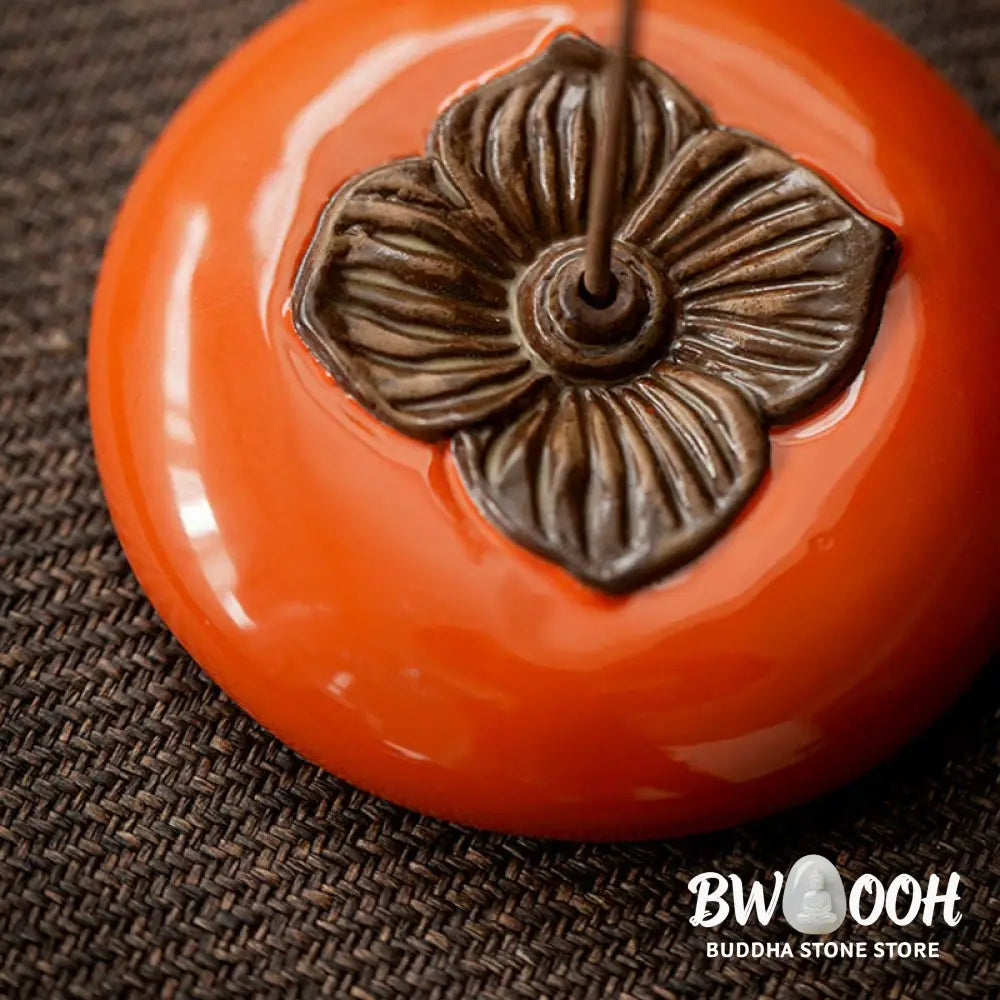 BWOOOH Persimmon Ceramic Meditation Healing Incense Burner Incense Holders - Ceramic Persimmon Incense Holder