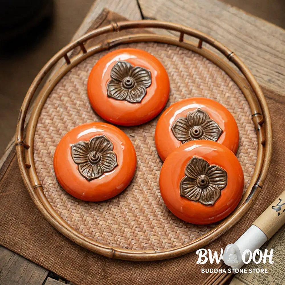 BWOOOH Persimmon Ceramic Meditation Healing Incense Burner Incense Holders - Ceramic Persimmon Incense Holder