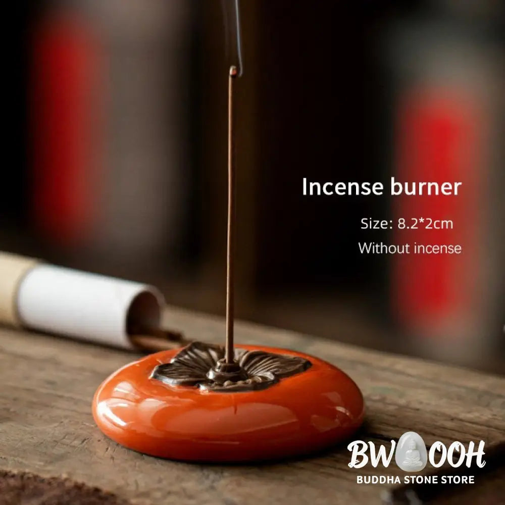 BWOOOH Persimmon Ceramic Meditation Healing Incense Burner Incense Holders - Ceramic Persimmon Incense Holder