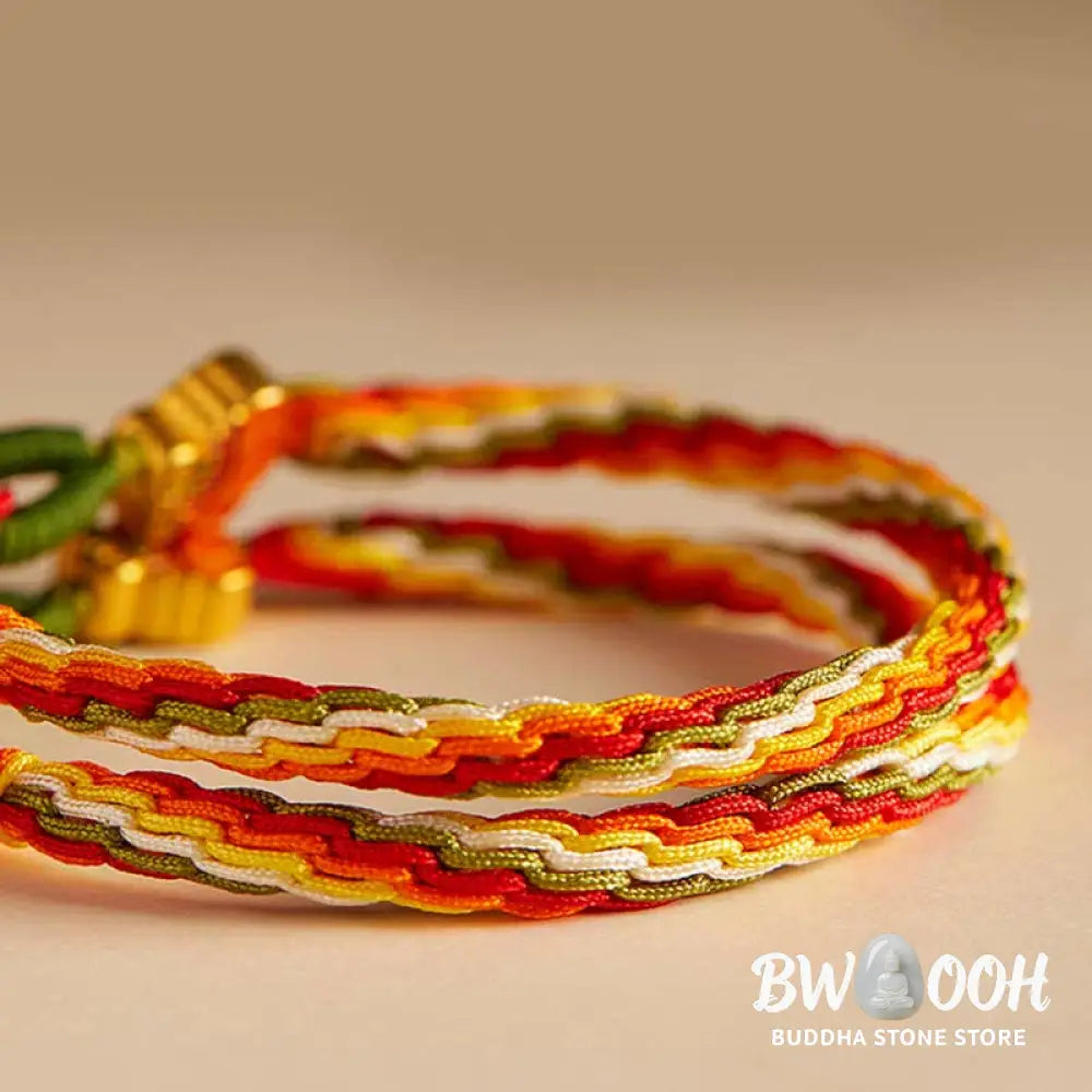 Buddha Stones Persimmon Red Agate Strength Reincarnation Knot Braid String Bracelet - BWOOOH - Reincarnation Knot(Wrist