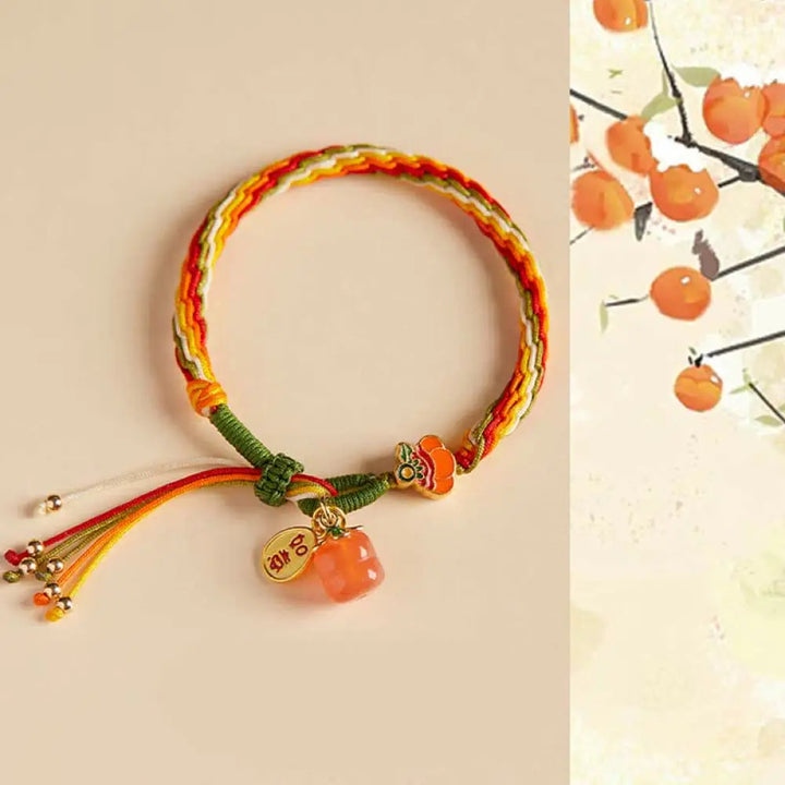 BWOOOH Persimmon Red Agate Strength Reincarnation Knot Braid String Bracelet - BWOOOH - Reincarnation Knot(Wrist