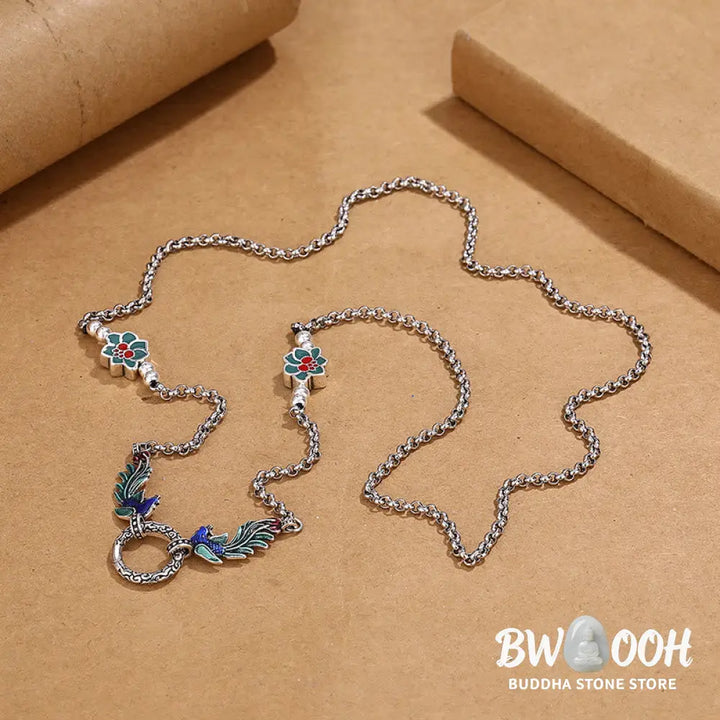 Buddha Stones Phoenix Lotus Flower Luck Protection Necklace Pendant - BWOOOH - Phoenix(Luck♥Strength) - Necklaces &amp;