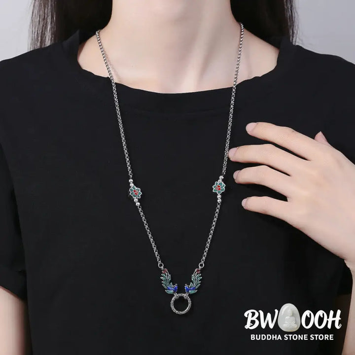 Buddha Stones Phoenix Lotus Flower Luck Protection Necklace Pendant - BWOOOH - Phoenix(Luck♥Strength) - Necklaces &amp;