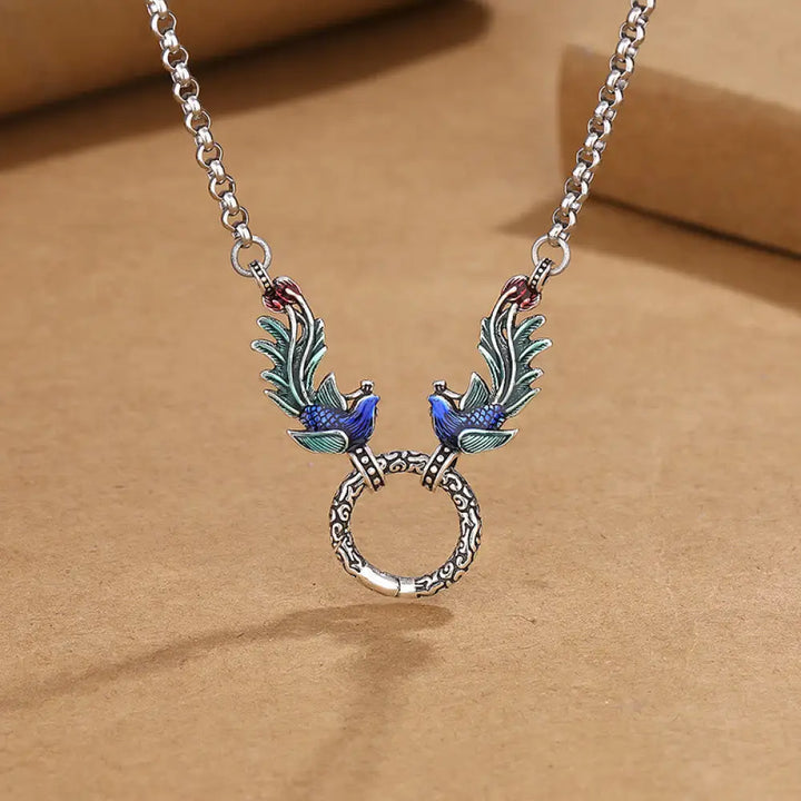 BWOOOH Phoenix Lotus Flower Luck Protection Necklace Pendant
