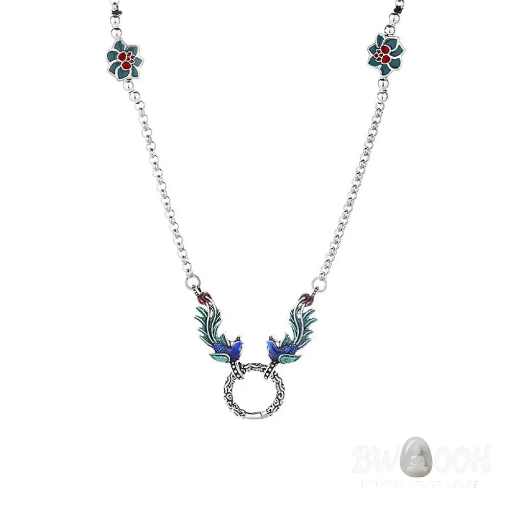 Buddha Stones Phoenix Lotus Flower Luck Protection Necklace Pendant - BWOOOH - Phoenix(Luck♥Strength) - Necklaces &amp;
