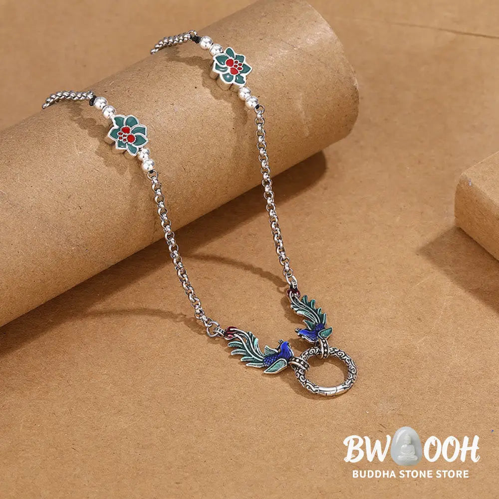 Buddha Stones Phoenix Lotus Flower Luck Protection Necklace Pendant - BWOOOH - Phoenix(Luck♥Strength) - Necklaces &amp;