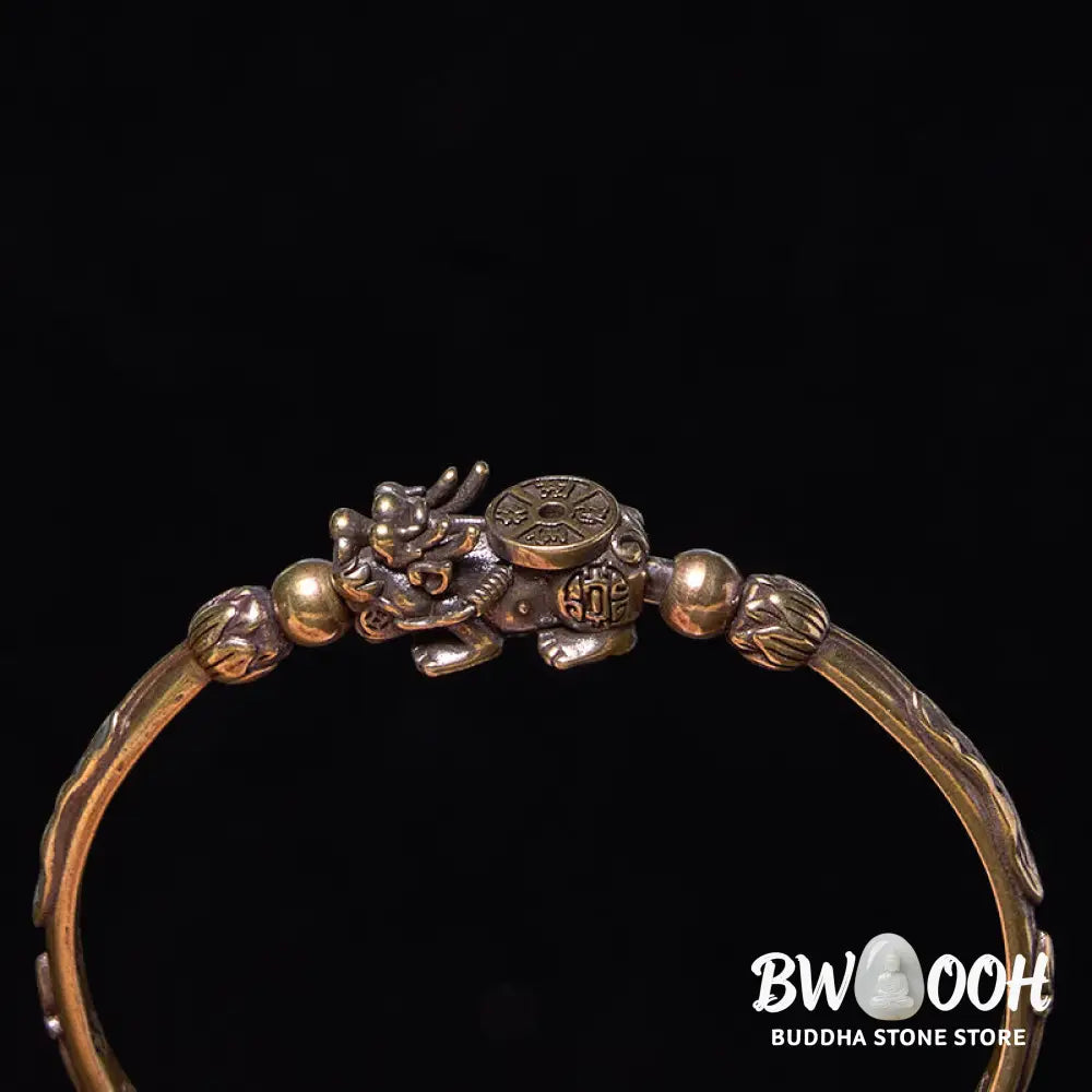 Buddha Stones Pi Xiu Carrying Coin Ingot Copper Brass Luck Wealth Bracelet Bangle - BWOOOH - Bracelet Bangle