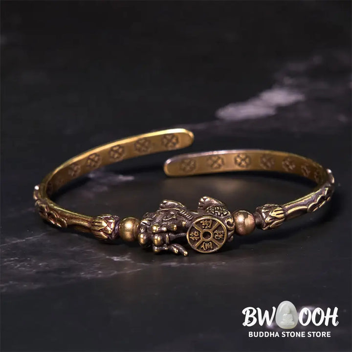 Buddha Stones Pi Xiu Carrying Coin Ingot Copper Brass Luck Wealth Bracelet Bangle - BWOOOH - Bracelet Bangle