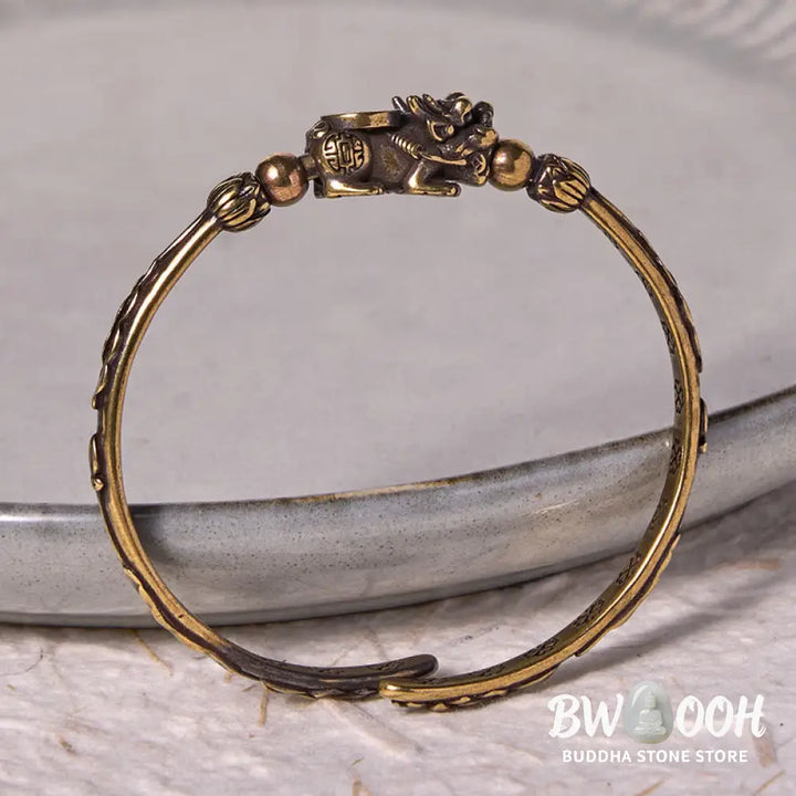 Buddha Stones Pi Xiu Carrying Coin Ingot Copper Brass Luck Wealth Bracelet Bangle - BWOOOH - Bracelet Bangle