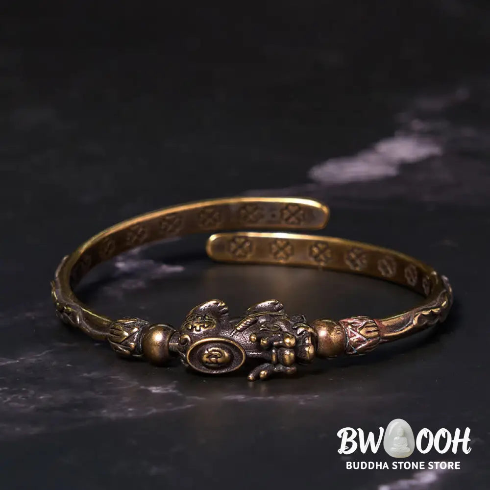 Buddha Stones Pi Xiu Carrying Coin Ingot Copper Brass Luck Wealth Bracelet Bangle - BWOOOH - Bracelet Bangle