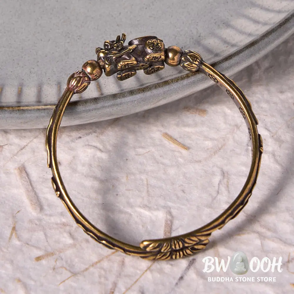 Buddha Stones Pi Xiu Carrying Coin Ingot Copper Brass Luck Wealth Bracelet Bangle - BWOOOH - Bracelet Bangle