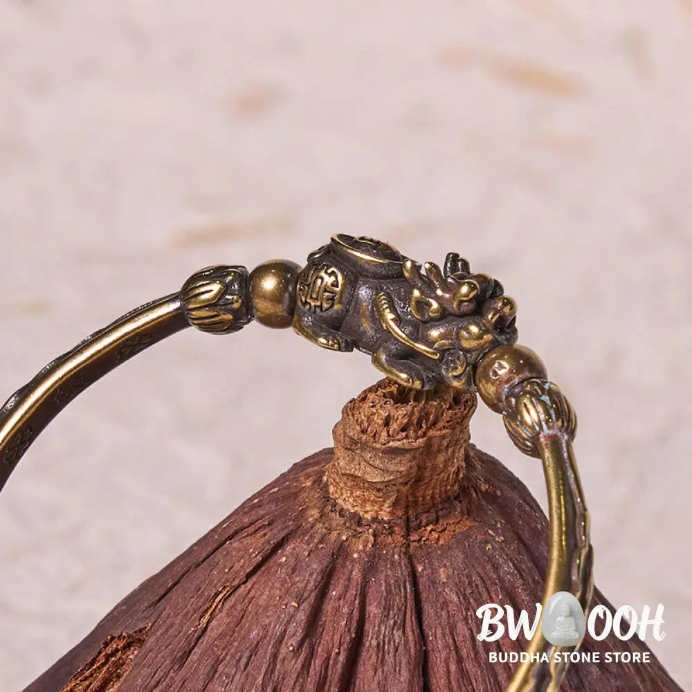 Buddha Stones Pi Xiu Carrying Coin Ingot Copper Brass Luck Wealth Bracelet Bangle - BWOOOH - Bracelet Bangle