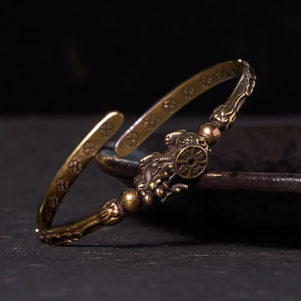 BWOOOH Pi Xiu Carrying Coin Ingot Copper Brass Luck Wealth Bracelet Bangle - BWOOOH - PiXiu Carrying Coin(Wrist