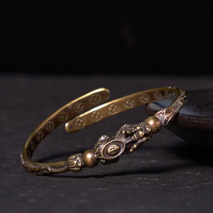 Buddha Stones Pi Xiu Carrying Coin Ingot Copper Brass Luck Wealth Bracelet Bangle - BWOOOH - PiXiu Carrying Ingot