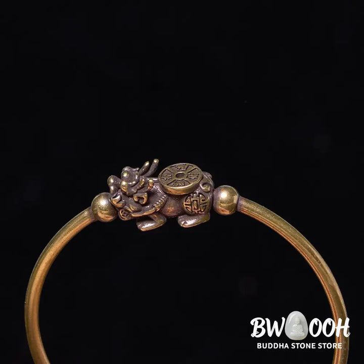 Buddha Stones Pi Xiu Carrying Compass Fu Character Copper Brass Luck Wealth Bracelet Bangle - BWOOOH - Bracelet Bangle