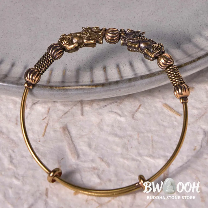 Buddha Stones Pi Xiu Copper Brass Luck Keep Away Evil Spirits Bracelet Bangle - BWOOOH - Copper(Wrist Circumference: