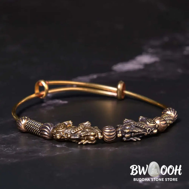 Buddha Stones Pi Xiu Copper Brass Luck Keep Away Evil Spirits Bracelet Bangle - BWOOOH - Copper(Wrist Circumference:
