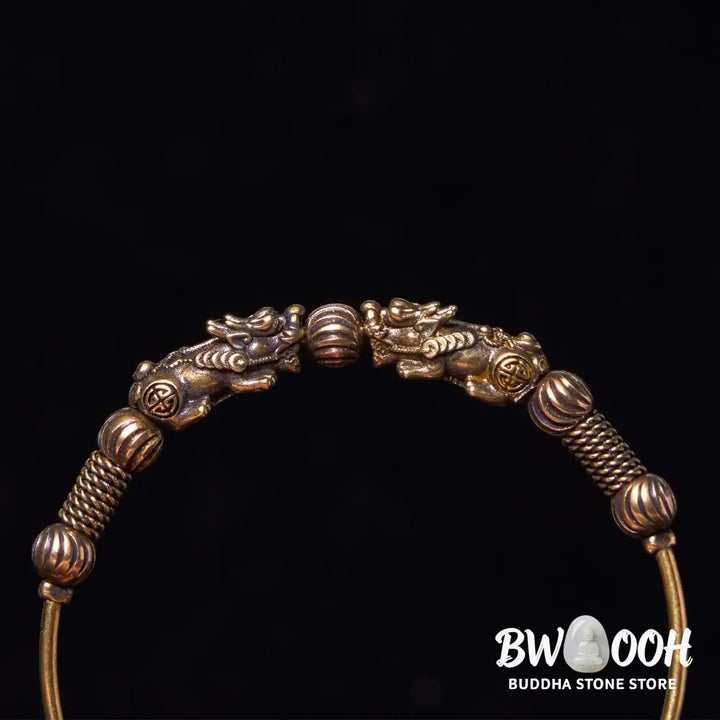 Buddha Stones Pi Xiu Copper Brass Luck Keep Away Evil Spirits Bracelet Bangle - BWOOOH - Copper(Wrist Circumference: