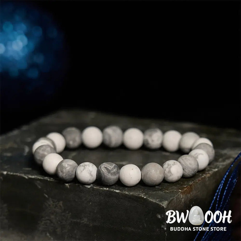 Buddha Stones Picasso Jasper White Turquoise Courage Bracelet - BWOOOH - Bracelet