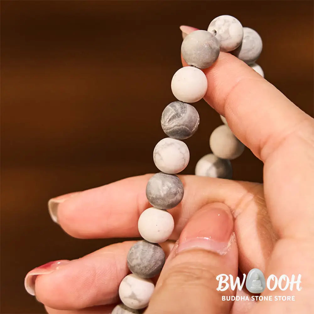 Buddha Stones Picasso Jasper White Turquoise Courage Bracelet - BWOOOH - Bracelet