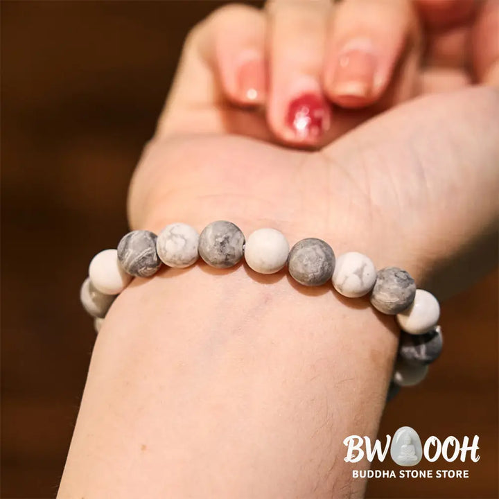 Buddha Stones Picasso Jasper White Turquoise Courage Bracelet - BWOOOH - Bracelet