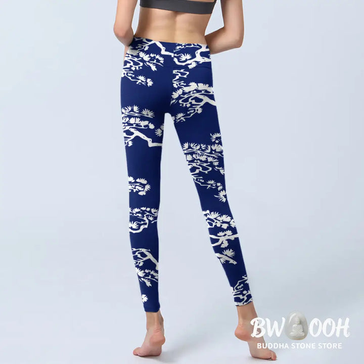 BWOOOH printed yoga leggings - Pine Tree Silhouette Pattern Print Gym L