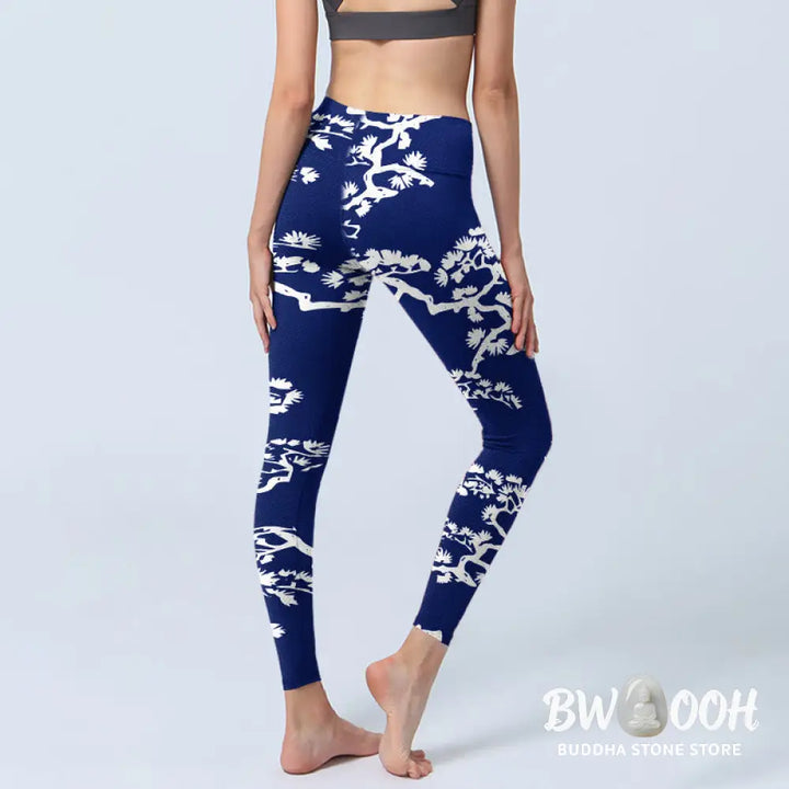 BWOOOH printed yoga leggings - Pine Tree Silhouette Pattern Print Gym L