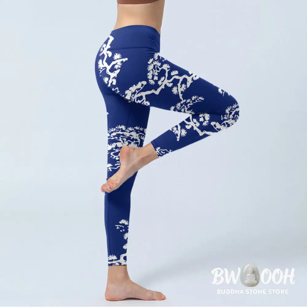 BWOOOH printed yoga leggings - Pine Tree Silhouette Pattern Print Gym L