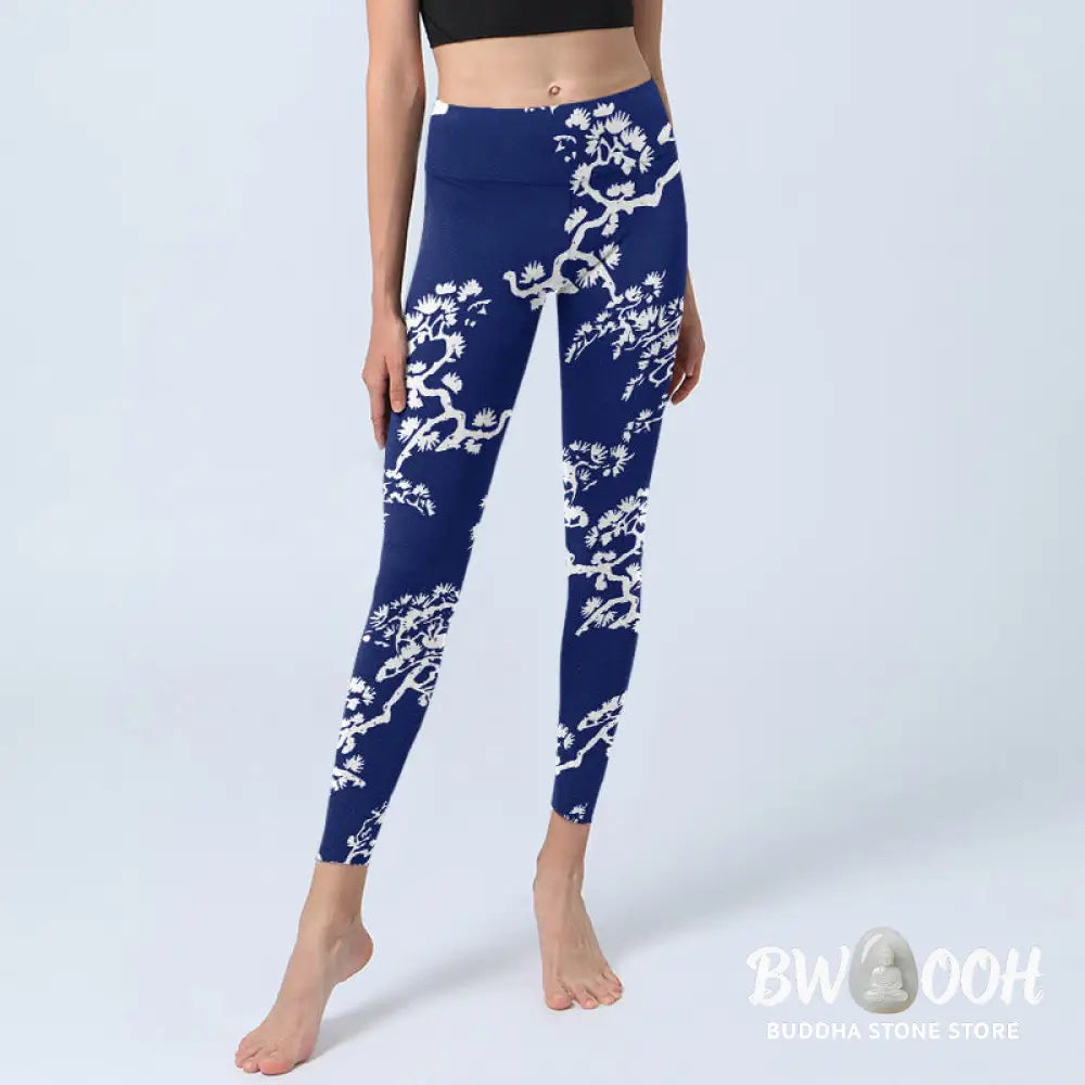 BWOOOH printed yoga leggings - Pine Tree Silhouette Pattern Print Gym L
