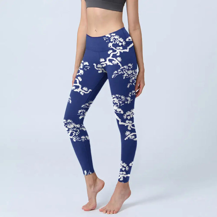 BWOOOH printed yoga leggings - Pine Tree Silhouette Pattern Print Gym L