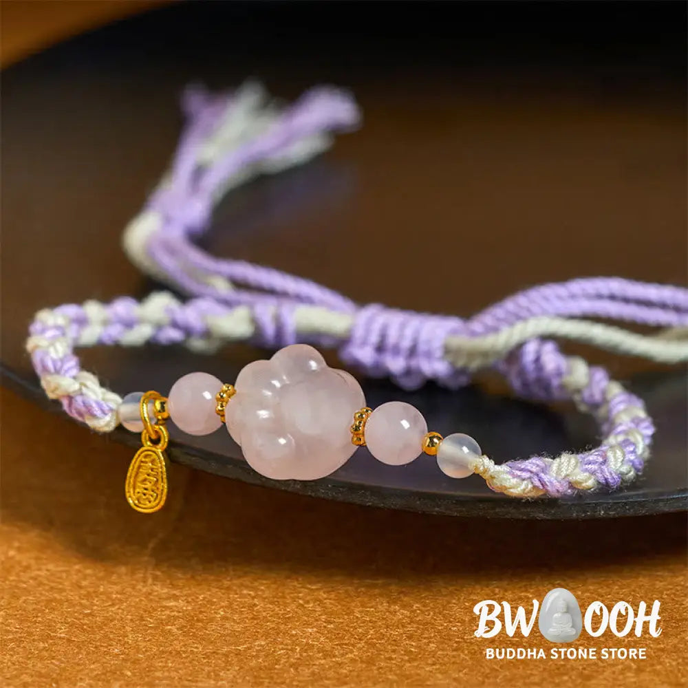 Buddha Stones Pink Crystal Cat Warmth Love Bracelet - Pink Crystal(Wrist Circumference: 17-18cm) - Bracelet