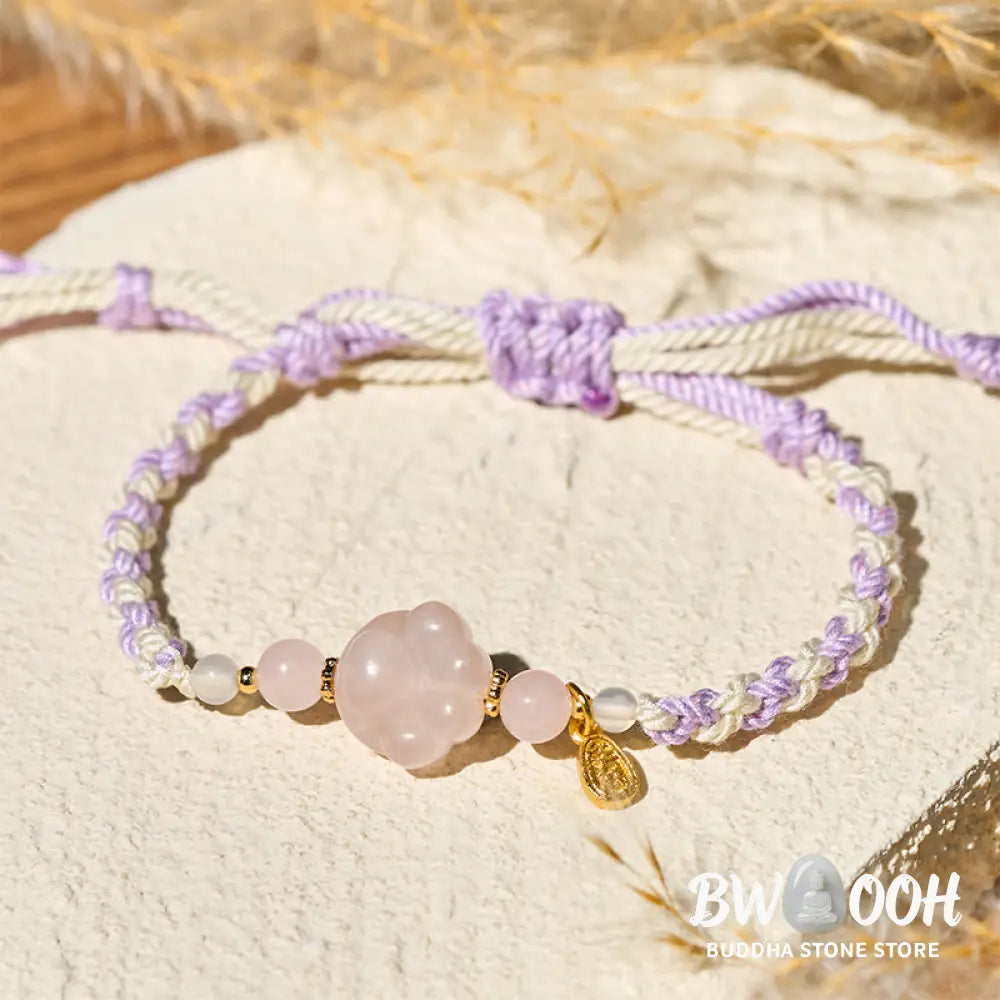 Buddha Stones Pink Crystal Cat Warmth Love Bracelet - Pink Crystal(Wrist Circumference: 17-18cm) - Bracelet
